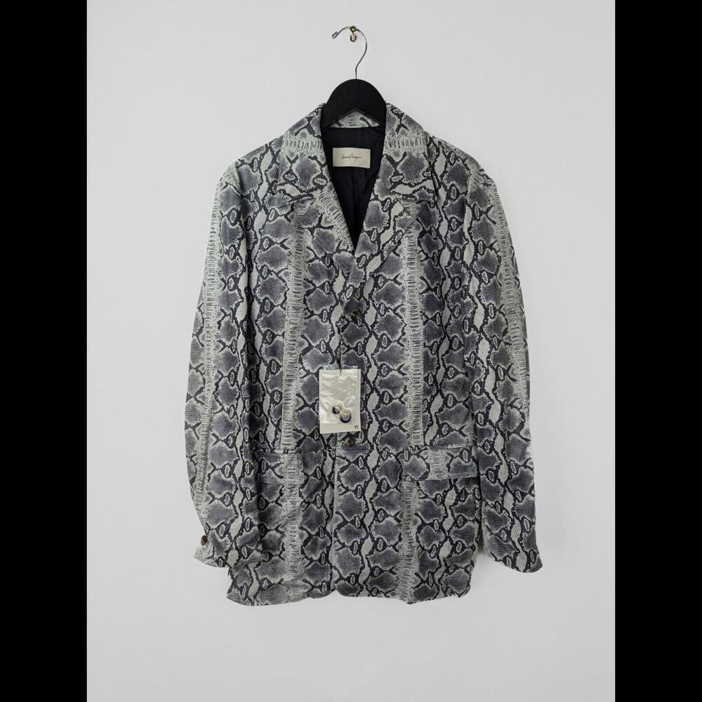 NWT $2450 SECOND LAYER Men's Sz IT 46 US S Snake Python Embossed Leather Jacket